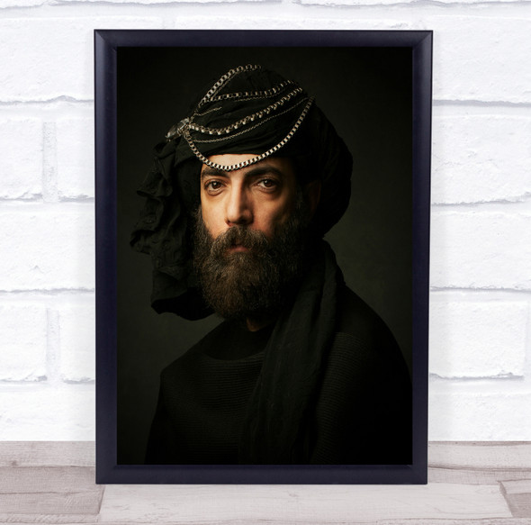 Beard Turban Face Man Portrait Dark Low Key Low-Key Robe Mehdi Wall Art Print