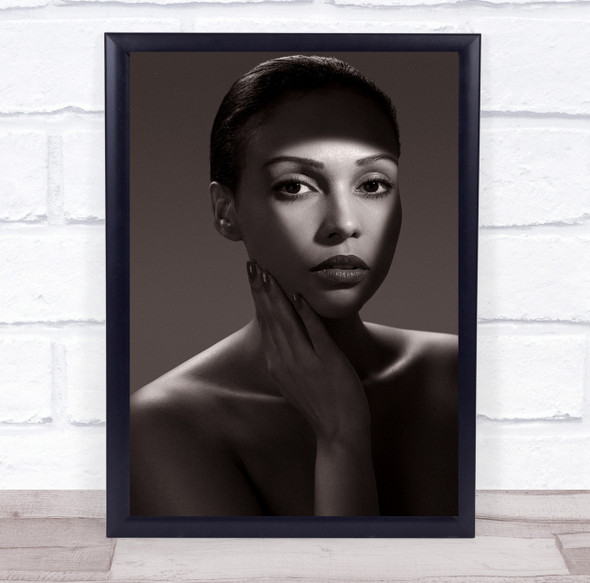 Beauty Young Woman Head And Shoulder Selective Lighting Studio Wall Art Print