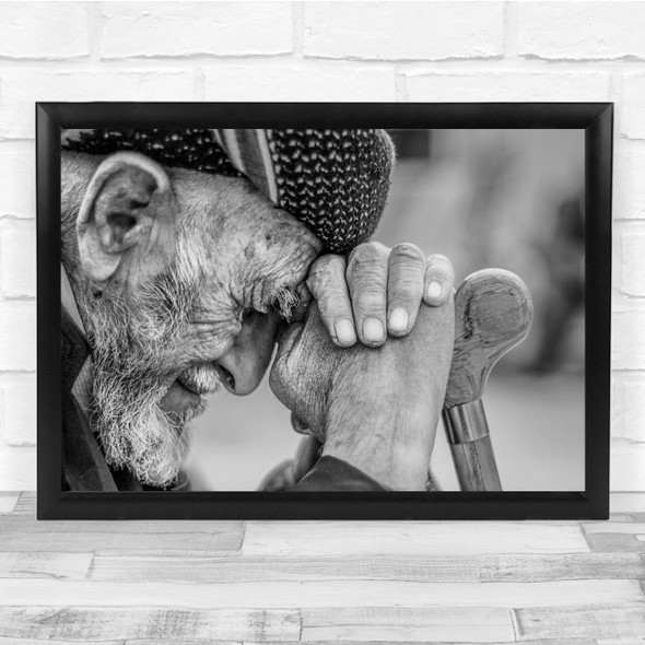 Black and white Portrait People Black And White Arbil The Time Wall Art Print