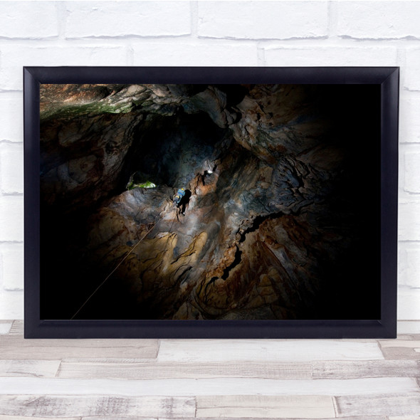 Cave Caver Caving Underground Rope Speleo Bidon Action Explore Wall Art Print