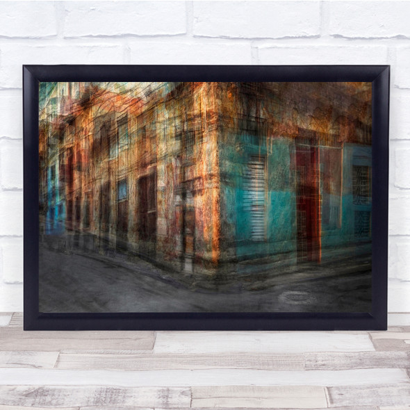 Creative Edit Double Exposure Multiple Havana Cuba House Alley Wall Art Print