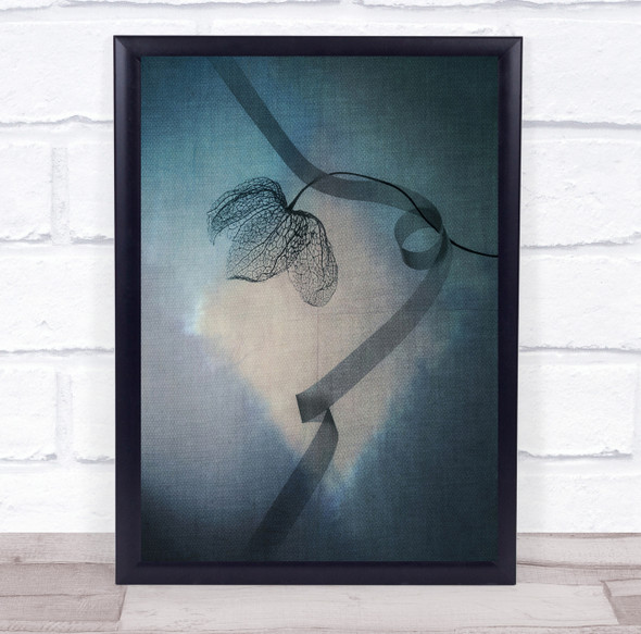 Elegant Fragile flower Silhouette Blue Curve Delicate Entangle Wall Art Print