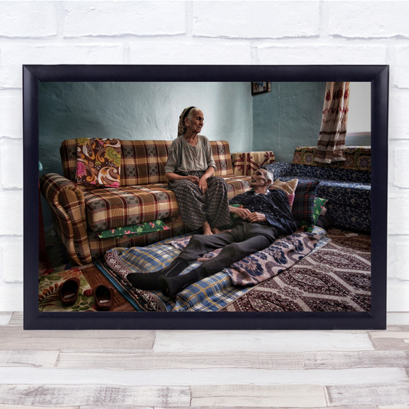 Family Husband Wife Documentary Home People Age Old Sofa Couch Wall Art Print