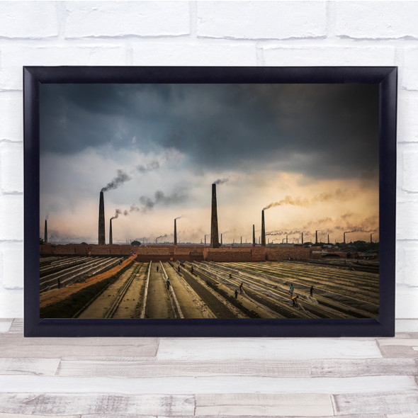 landscape power station farming smoke Wall Art Print