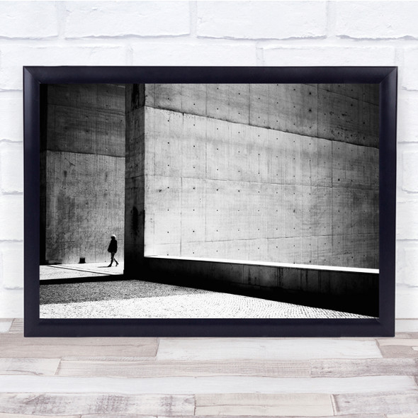 Man Walking Shadows Walls Black White Wall Art Print