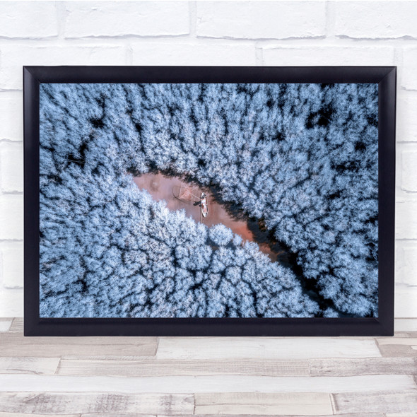 Mangroves Aerial View trees boat lake Wall Art Print