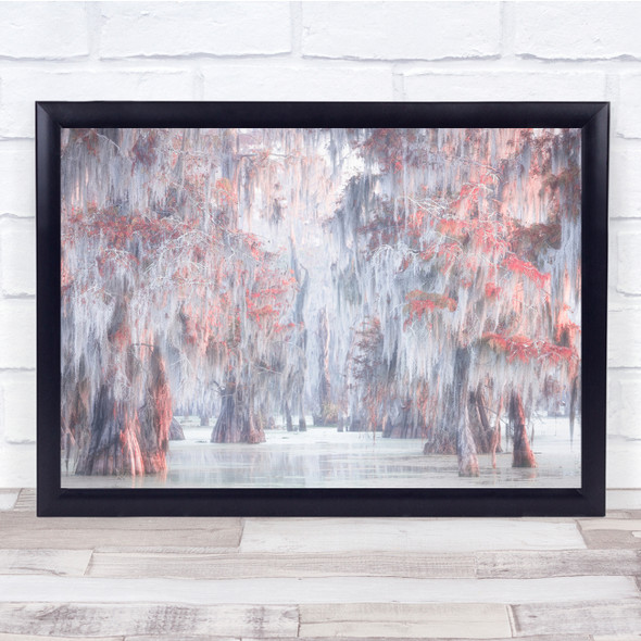 Marsh Swamp Red Trees Water Landscape Wall Art Print