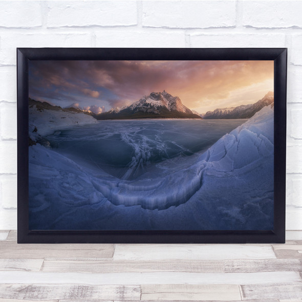 Mountain Lake Winter Landscape Frozen Wall Art Print