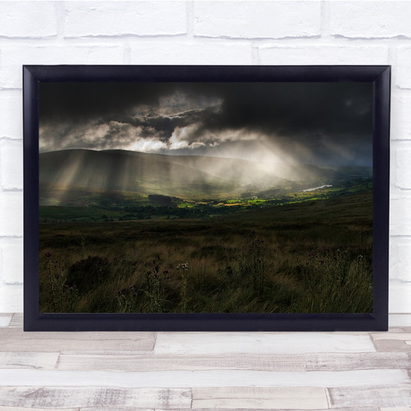 Mountains Rain Ireland Sunlight Beams Wall Art Print