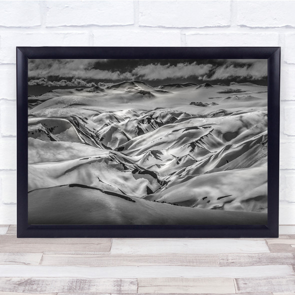 Shapes Of Frozen Volcanos Black White Wall Art Print