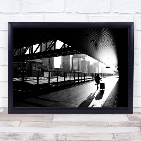 Silhouette woman train station travel Wall Art Print