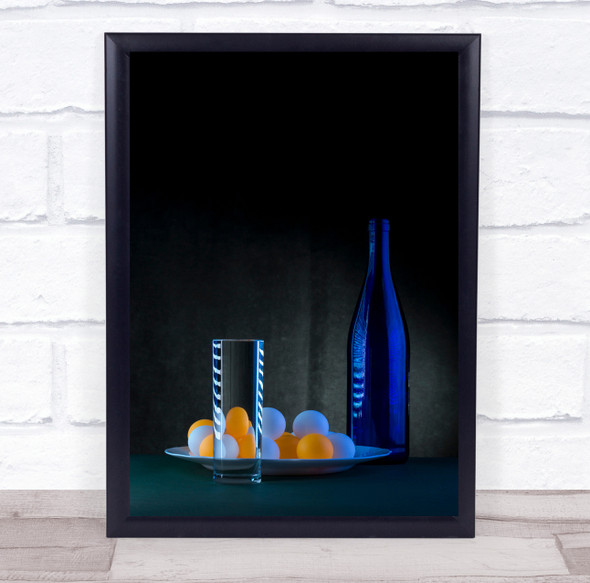 Still Life With Blue Bottle And Balls Wall Art Print