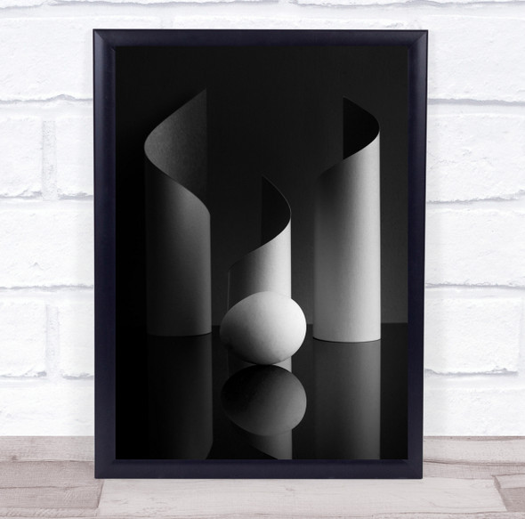 swirl shapes and oval black and white Wall Art Print