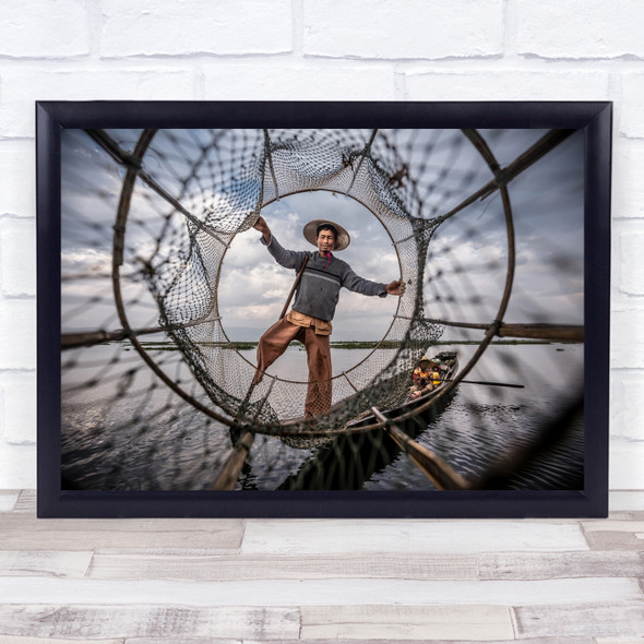 The Fisherman large net Asian up shot Wall Art Print