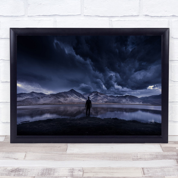 Tibet Man View purple mountain clouds Wall Art Print