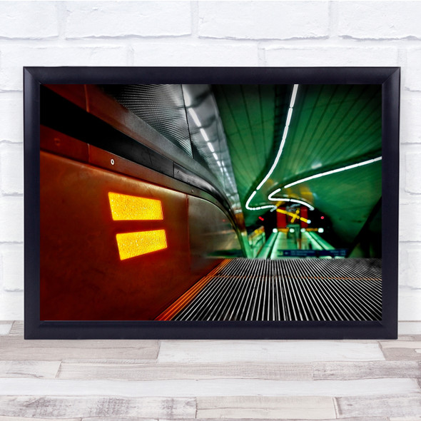 Underground Abstract Escalator Colour Wall Art Print