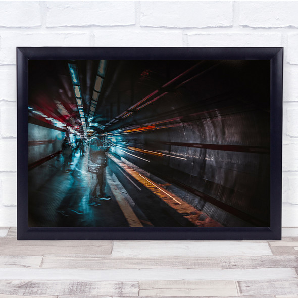 Underground Man Trains Light Exposure Wall Art Print