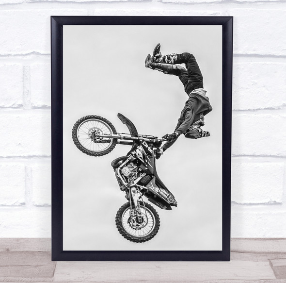Stunt Trick Jump Leap Black & White Extreme Action Flight Fly Flying Print
