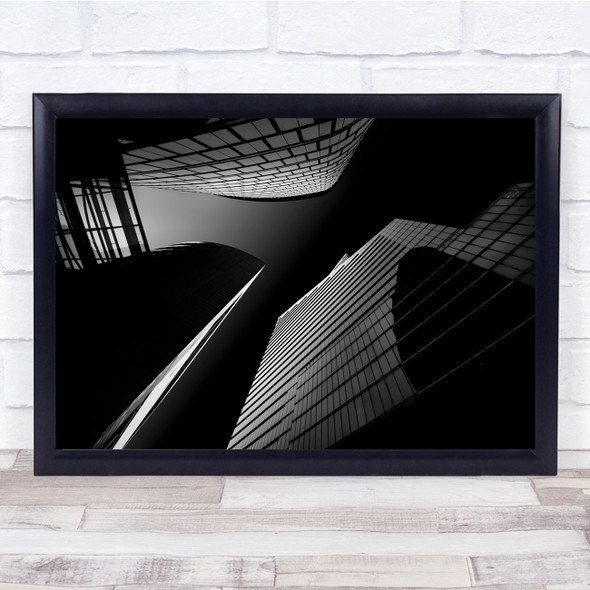 Abstract Lines Architecture Black White Building Neighbours Wall Art Print