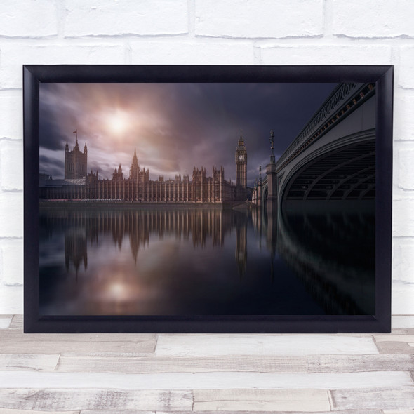 Architecture Cityscape Bridge Thames Uk London Sunset River Wall Art Print