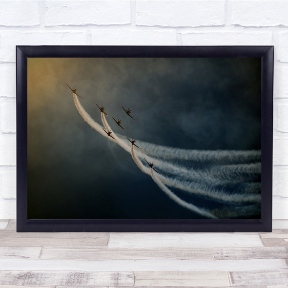 Aviation Smoke Airplane Seven Sky Air show Contrails Action Wall Art Print