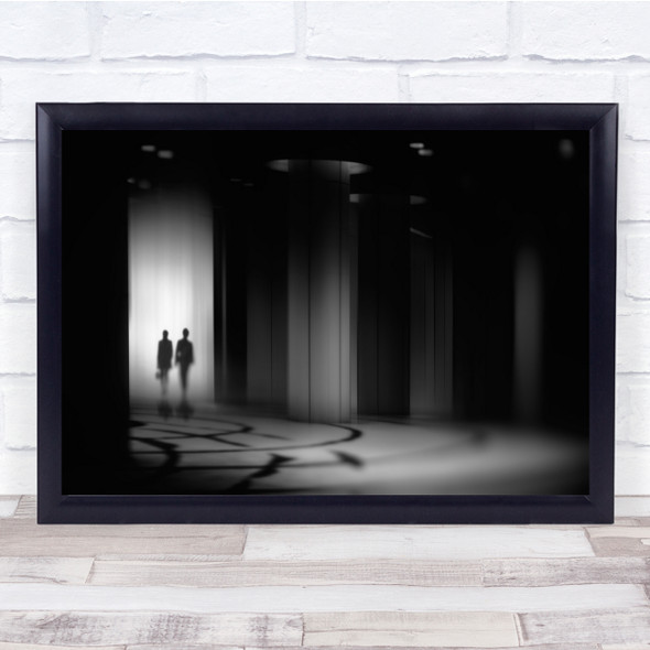 Black & White Mood Man Woman Street Light Building With You Wall Art Print