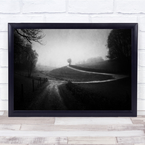 Black & White Serene Landscape Gothic Dark Blurry Landscape Wall Art Print