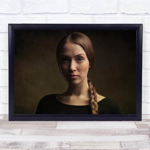 Braid Braids Braided Girl Model Woman Portrait Dark Low Key Wall Art Print