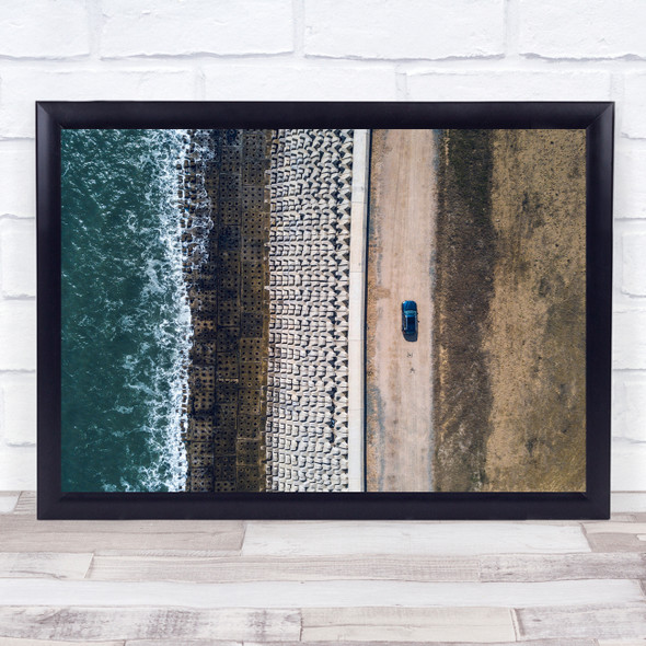 Car Landscape Aerial Water Sea Ocean Coast Coastal Road Way Wall Art Print