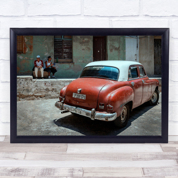 Cuba Havana Street Break Relaxing Classic Car Vintage Retro Wall Art Print