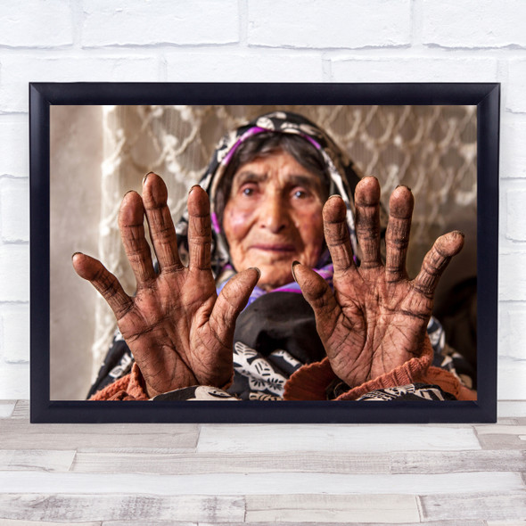 Documentary Farmer Old Woman Hands Palm Rural Earth Emotion Wall Art Print