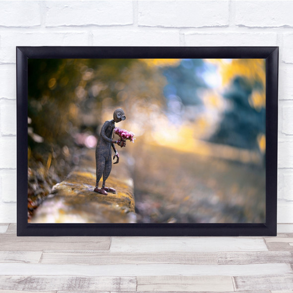 Flowers Figure Goggles Doll Mannequin Bokeh Macro Affection Wall Art Print