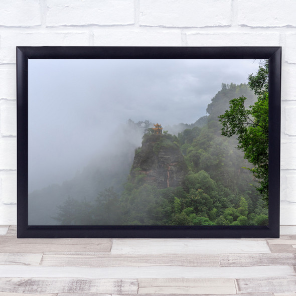 Fog Mist Haze Temple Peak Top Jungle Landscape Architecture Wall Art Print