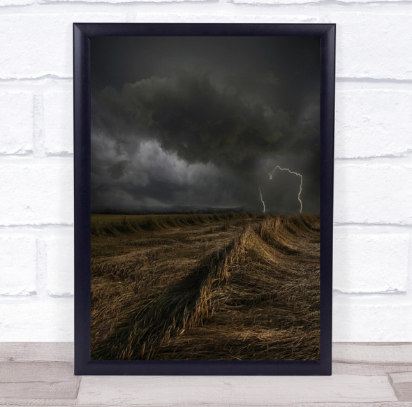 Gewitter Strohgaeu Field Lightning Storm Landscape Strohaeu Wall Art Print