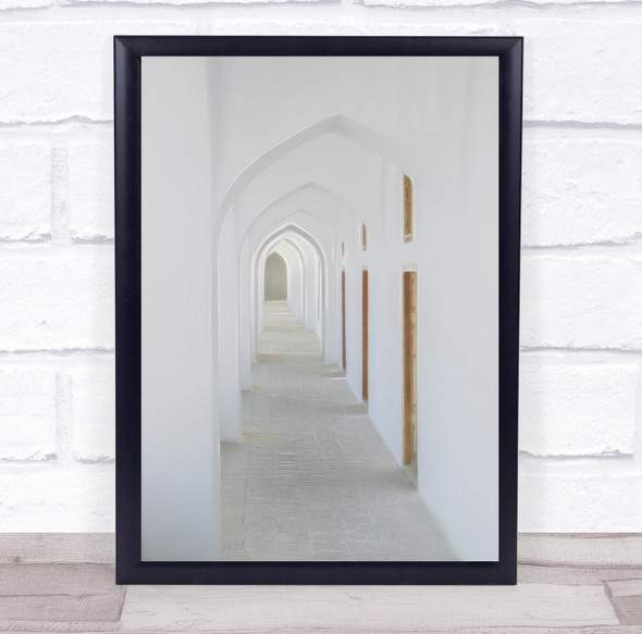 Hallway Corridor Arch Arches Architecture High Key High-Key Wall Art Print