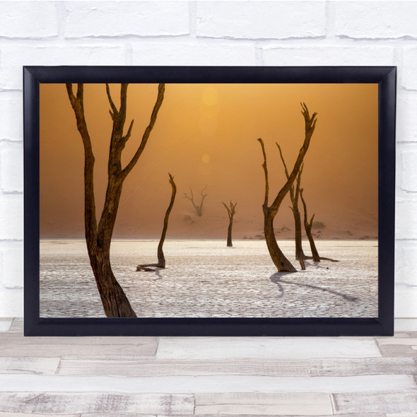 Landscape Namibia Desert Sand Tree Dead Decay Yellow Famous Wall Art Print
