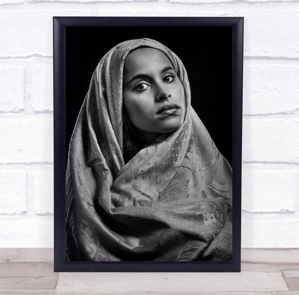 Model Face Veil Robe Girl Woman Portrait Dark Background No Wall Art Print