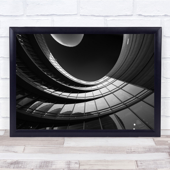 Movement Curve Architecture up shot black and white windows Wall Art Print