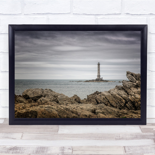 Normandy Lighthouse Seascape Landscape Rock Rocks Sea Ocean Wall Art Print