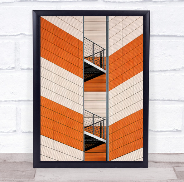 Orange Corner Balcony Balconies Architecture Abstract Lines Wall Art Print