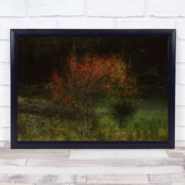 Painterly Illustration Creative Edit Bush Trees Fall Autumn Wall Art Print