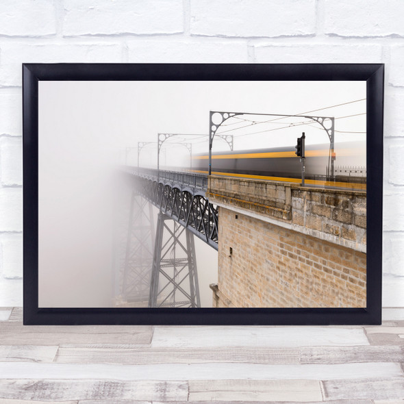 Porto Portugal Fog Train Bridge Architecture Mist Haze Long Wall Art Print