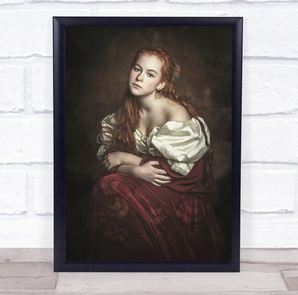 Portrait Fine Art Painting Child Gypsy Girl old style dress Wall Art Print