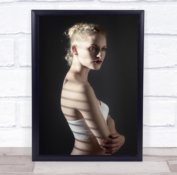 Portrait Lingerie Tattoo Back Shadow Light Girl Model Woman Wall Art Print