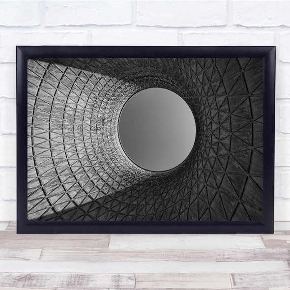 Roof Ceiling Hole Metal Black White Circular Window Opening Wall Art Print