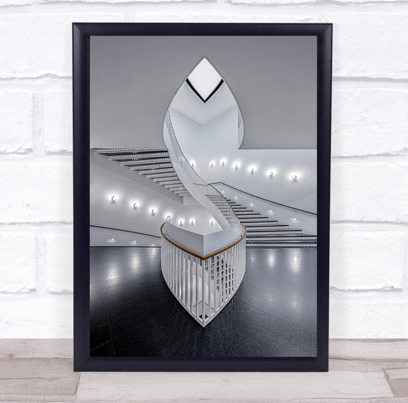 Staircase Stairs Mca Chicago Modern White Bend Architecture Wall Art Print