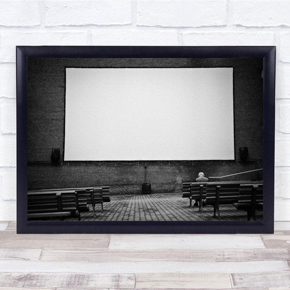 Street Empty Bucharest Romania Screen Theatre Black & White Wall Art Print