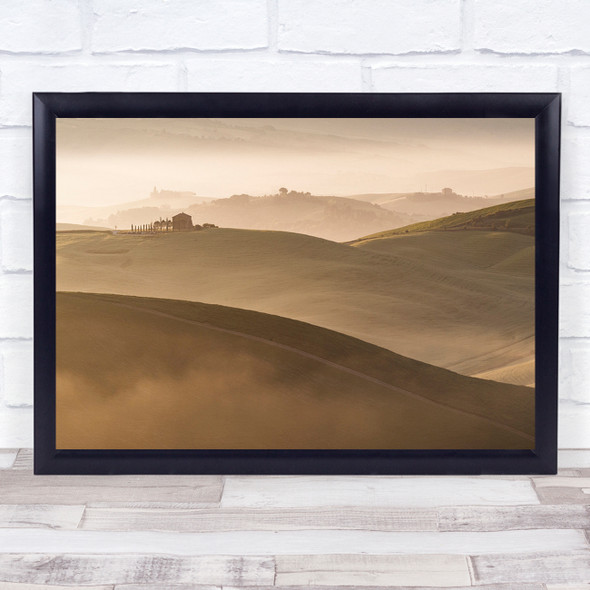 Sunrise Tuscany Italy Morning Dawn Haze Mist Fog Atmosphere Wall Art Print