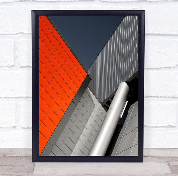 Szczecin Arena Facade Lines Orange Grey Poland Architecture Wall Art Print