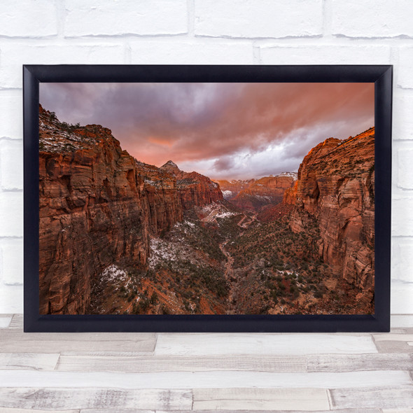 Valley Landscape Gorge Rift Ledge Ridge Vista View Mountain Wall Art Print